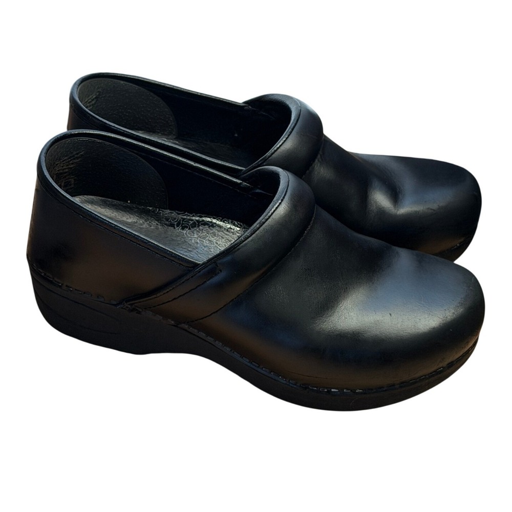 Dansko XP 2.0 Black Leather Clogs Slip On Comfort Shoes Size 38 Professional